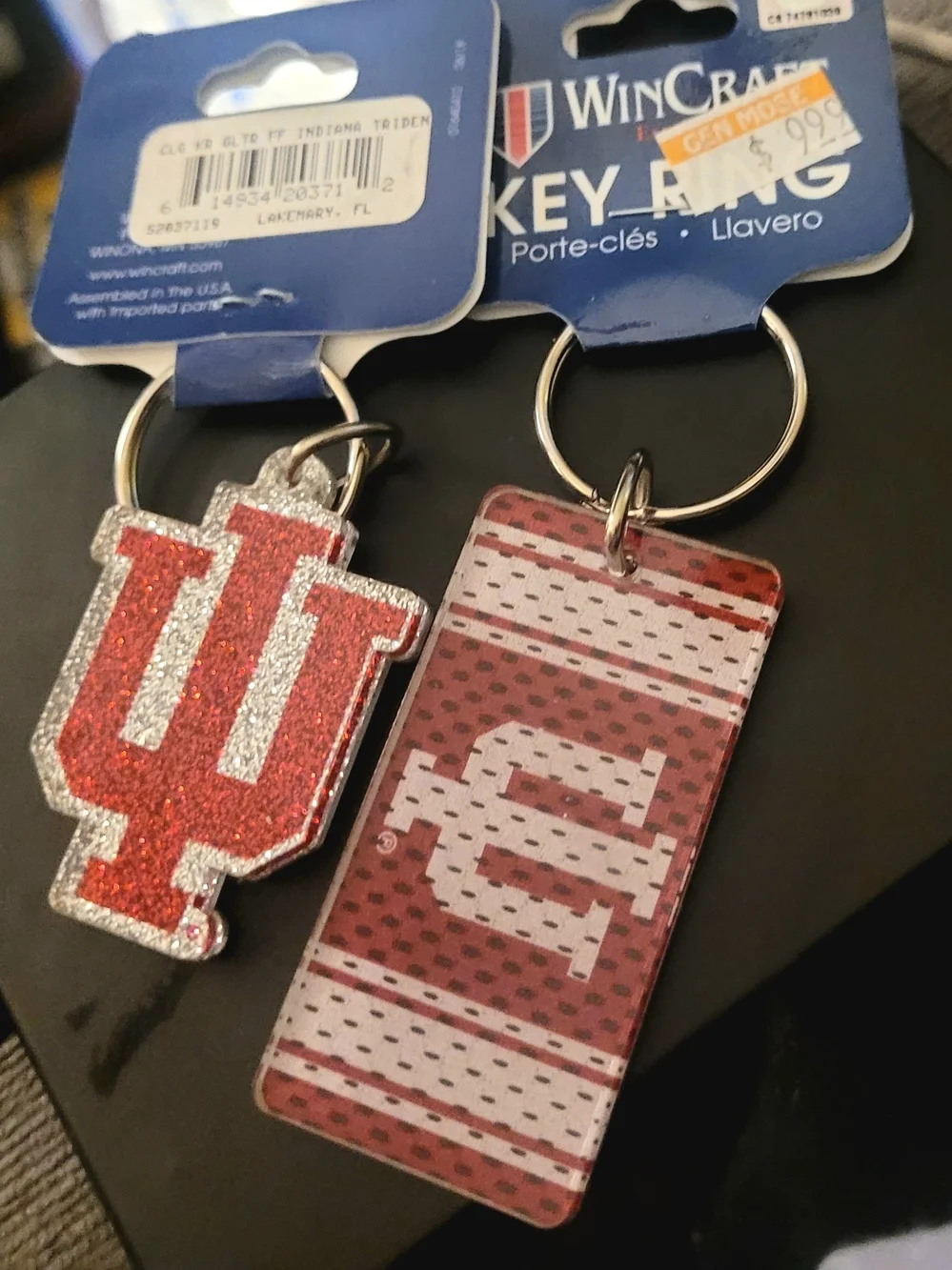 Black Wallet With Championship Logo And Hoosiers Glitter Key Rings